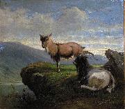 unknow artist Chamois in the mountains oil painting reproduction